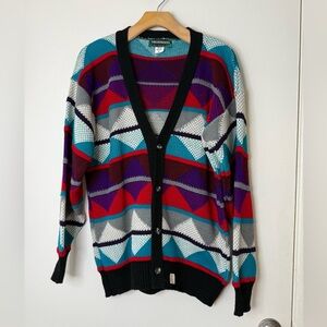 Treatments new old stock, vintage multicolor 80s button down cardigan unisex M